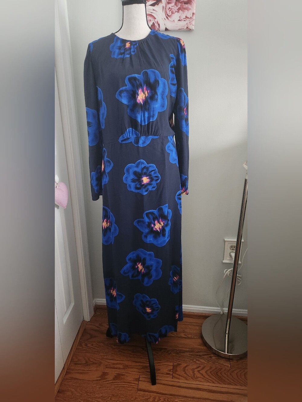 Desigual Navy Maxi Dress with Bold Blue Floral Print